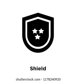 Shield icon vector isolated on white background, logo concept of Shield sign on transparent background, filled black symbol