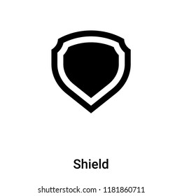 Shield icon vector isolated on white background, logo concept of Shield sign on transparent background, filled black symbol