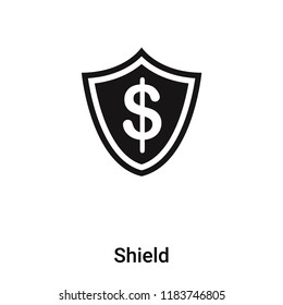 Shield icon vector isolated on white background, logo concept of Shield sign on transparent background, filled black symbol