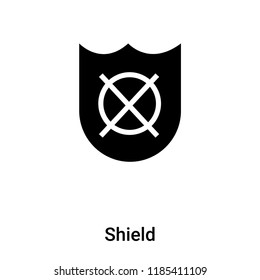 Shield icon vector isolated on white background, logo concept of Shield sign on transparent background, filled black symbol