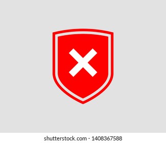 Shield icon vector with mark symbol. Design element.