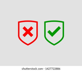 Shield icon vector with mark symbol. Design element.