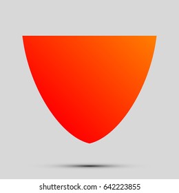 Shield icon. Vector. Orange, red-yellow icon with shadow on gray background.