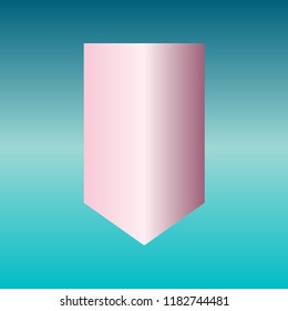 Shield icon. Vector. Pink bronze gradient icon at turquoise gradient background.
