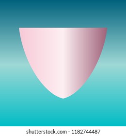 Shield icon. Vector. Pink bronze gradient icon at turquoise gradient background.