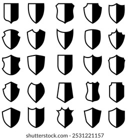 Shield icon vector set. protection illustration sign collection. armor symbol.