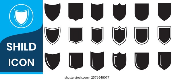 Shield  icon vector. Set of vintage label and badges shape collections. Vector illustration. Black template for patch, insignias, overlay. Armor symbol. protection logo. security mark.
