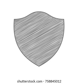 Shield icon. Vector. Shaded gray icon on white background. Isolated.