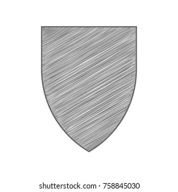 Shield icon. Vector. Shaded gray icon on white background. Isolated.