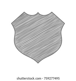 Shield icon. Vector. Shaded gray icon on white background. Isolated.