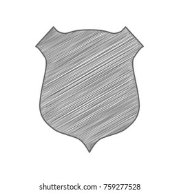 Shield icon. Vector. Shaded gray icon on white background. Isolated.