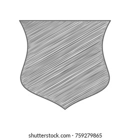 Shield icon. Vector. Shaded gray icon on white background. Isolated.