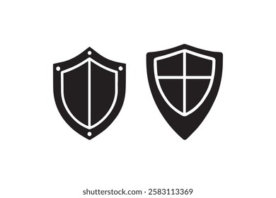 shield icon vector silhouette isolated in white background