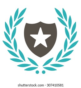 Shield icon. Vector style is flat bicolor symbols, grey and cyan colors, rounded angles, white background.