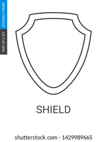 Shield Icon. Shield Vector Symbol in Outline Style.