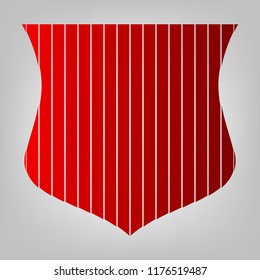Shield icon. Vector. Vertically divided icon with colors from reddish gradient in gray background with light in center.