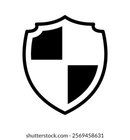 Shield icon in vintage style. Protect shield security. Vector illustration