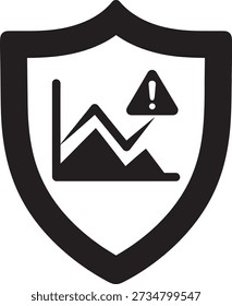 Schild-Symbol mit Warnzeichen und Diagramm für Schutz- und Warnungs-Geschäftskonzept