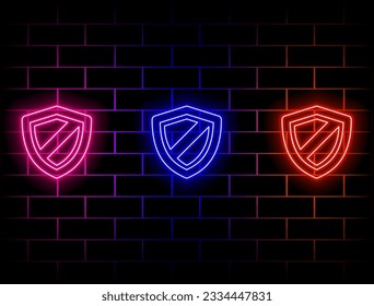 shield icon. Web elements in neon style icons. Simple icon for websites, web design, mobile app, info graphics. Green, red, yellow, pink, blue, orange