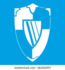 Shield icon white isolated on blue background vector illustration