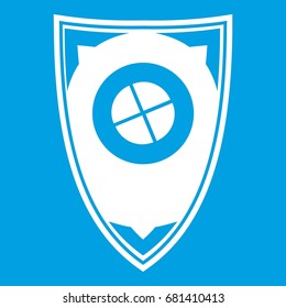Shield icon white isolated on blue background vector illustration