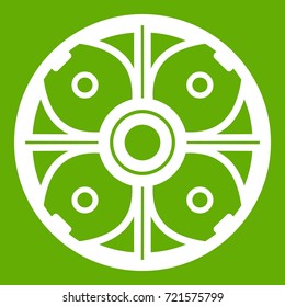 Shield icon white isolated on green background. Vector illustration