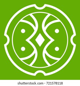Shield icon white isolated on green background. Vector illustration