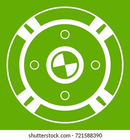 Shield icon white isolated on green background. Vector illustration