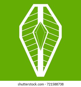 Shield icon white isolated on green background. Vector illustration