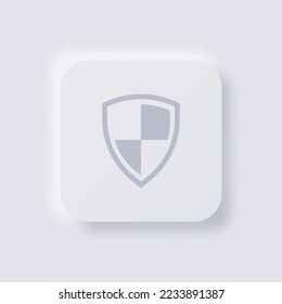 Shield icon, White Neumorphism soft UI Design for Web design, Application UI and more, Button, Vector.