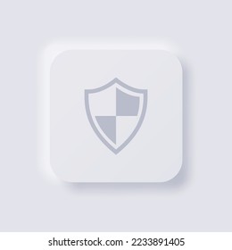 Shield icon, White Neumorphism soft UI Design for Web design, Application UI and more, Button, Vector.