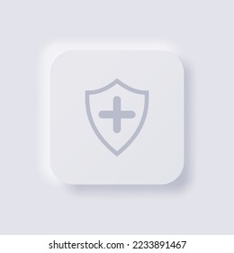 Shield icon, White Neumorphism soft UI Design for Web design, Application UI and more, Button, Vector.