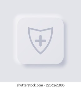 Icono Escudo, Neumorfismo blanco diseño de interfaz de usuario suave para diseño web, interfaz de usuario de aplicación y más, Button, Vector.