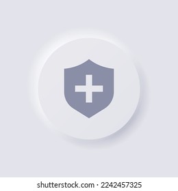 Shield icon, White Neumorphism soft UI Design for Web design, Application UI and more, Button, Vector.