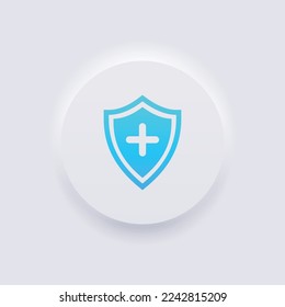 Shield icon, White Neumorphism soft UI Design for Web design, Application UI and more, Button, Vector.