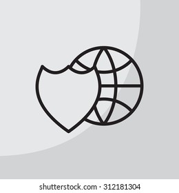 shield icon with a world globe