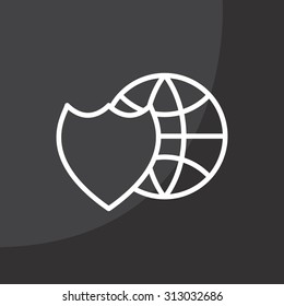 shield icon with a world globe