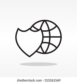 shield icon with a world globe