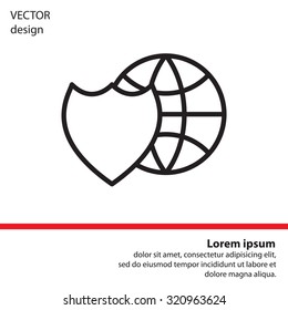 shield icon with a world globe
