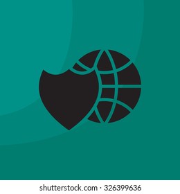 shield icon with a world globe