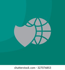 shield icon with a world globe