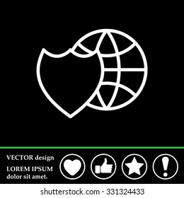 shield icon with a world globe