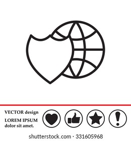 shield icon with a world globe