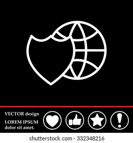 shield icon with a world globe