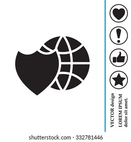 shield icon with a world globe