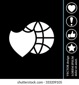 shield icon with a world globe