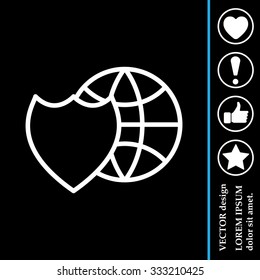 shield icon with a world globe