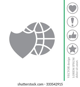 shield icon with a world globe