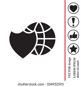 shield icon with a world globe