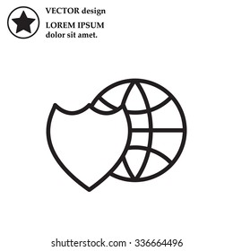 shield icon with a world globe